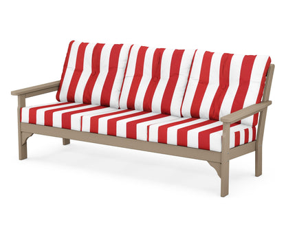 POLYWOOD® Vineyard Deep Seating Sofa in Vintage Sahara / Cabana Stripe Crimson