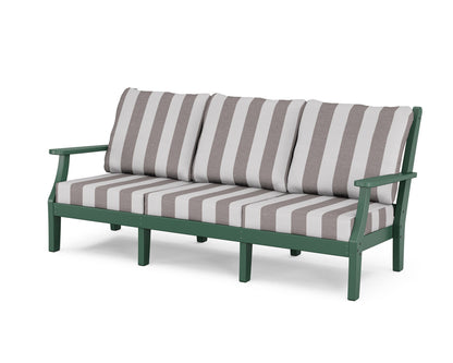 Country Living Wovendale Deep Seating Sofa in Green / Cabana Stripe Grey Mist