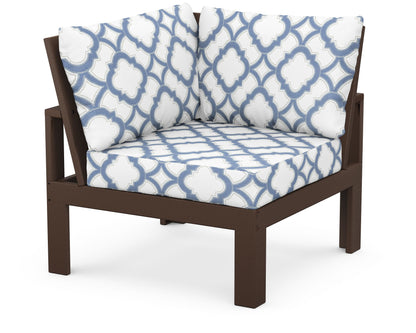 Unbranded Modular Corner Chair in Mahogany / Trellis Sky Blue
