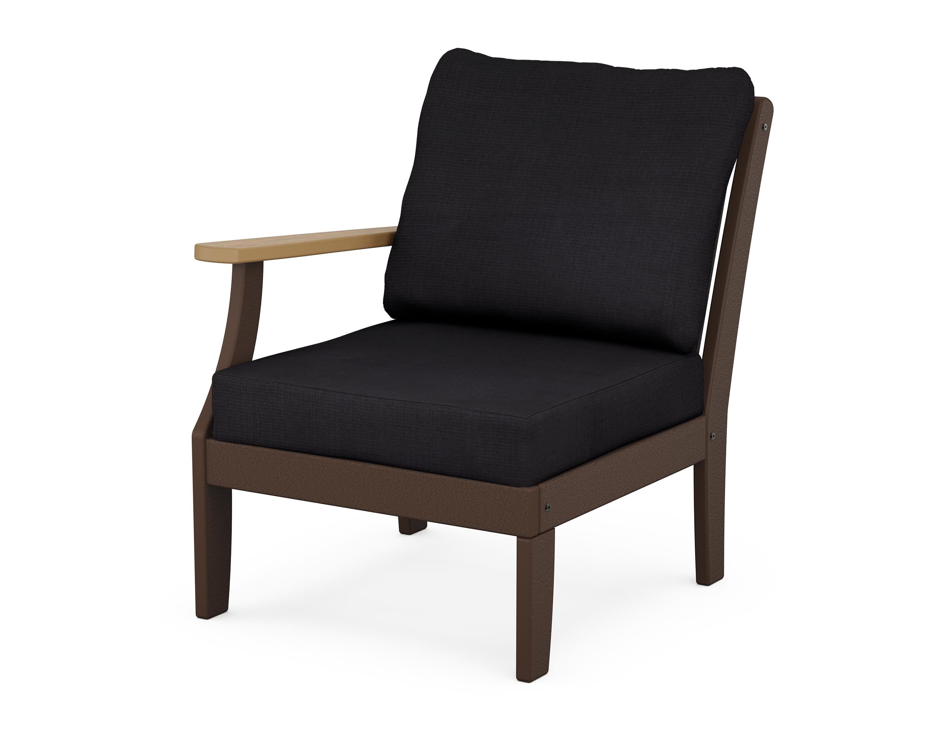 POLYWOOD® Braxton Modular Left Arm Chair in Mahogany / Natural / Midnight Linen