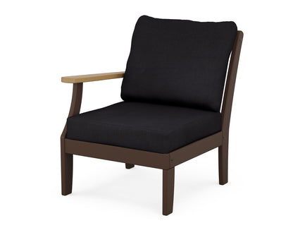 POLYWOOD® Braxton Modular Left Arm Chair in Mahogany / Natural / Midnight Linen