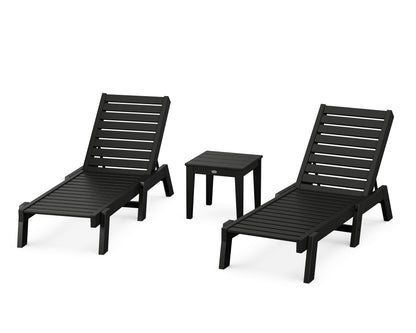 POLYWOOD® Captain Chaise 3-Piece Set in Black