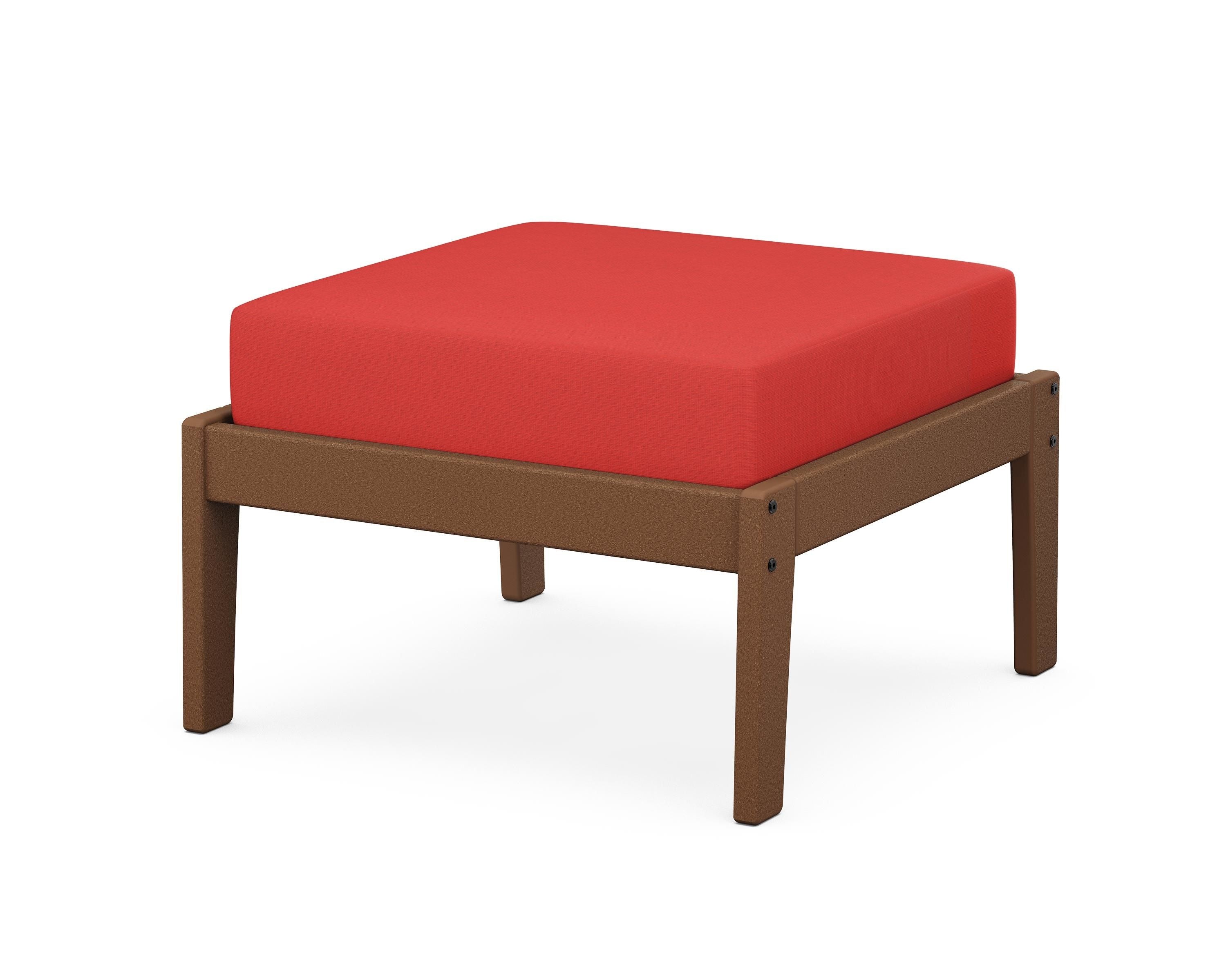 Unbranded Deep Seating Ottoman in Teak / Crimson Linen
