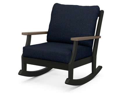POLYWOOD® Braxton Deep Seating Rocking Chair in Black / Kona / Marine Indigo