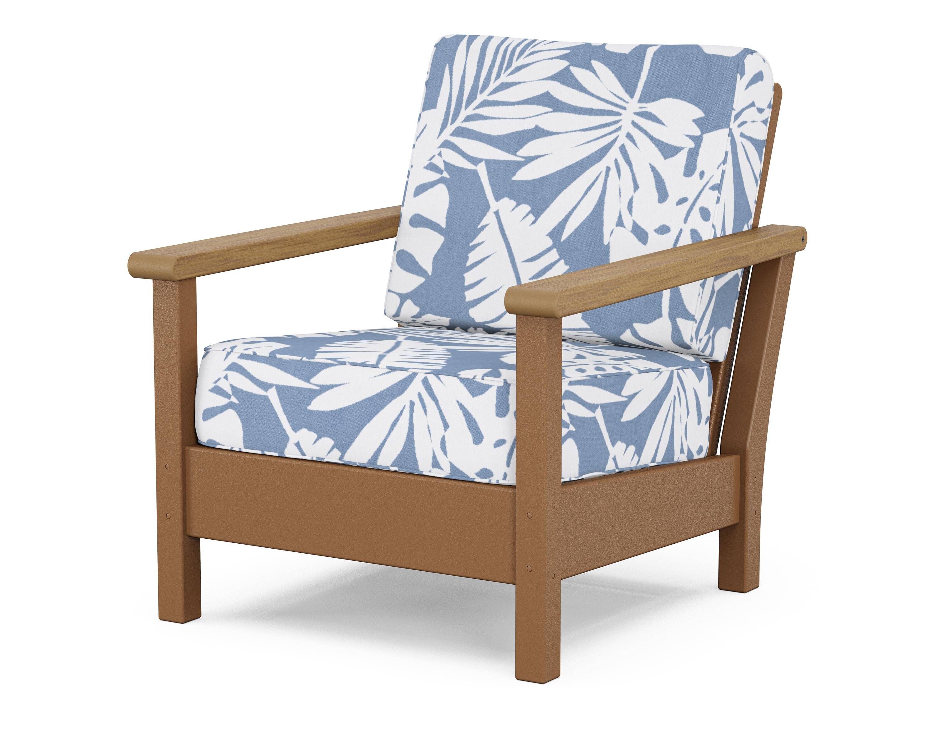 POLYWOOD® Harbour Deep Seating Chair in Teak / Natural / Leaf Sky Blue