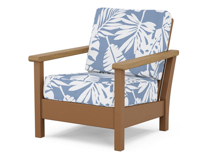 POLYWOOD® Harbour Deep Seating Chair in Teak / Natural / Leaf Sky Blue