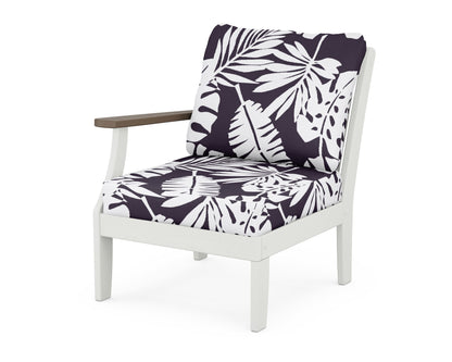 POLYWOOD® Braxton Modular Left Arm Chair in White / Kona / Leaf Navy