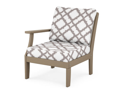 POLYWOOD® Braxton Modular Left Arm Chair in Vintage Sahara / Trellis Grey Mist