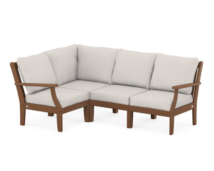 POLYWOOD® Braxton Modular 4-Piece Deep Seating Set in Teak / Cast Ash