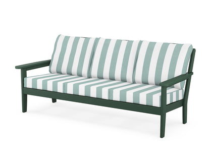 Country Living Cottage Deep Seating Sofa in Green / Cabana Stripe Glacier Spa