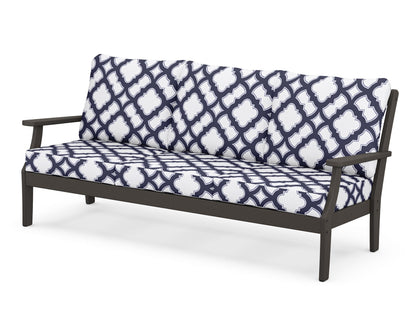 POLYWOOD® Braxton Deep Seating Sofa in Vintage Coffee / Trellis Navy