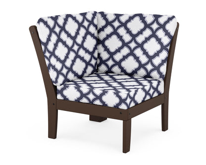 POLYWOOD® Braxton Modular Corner Chair in Mahogany / Trellis Navy