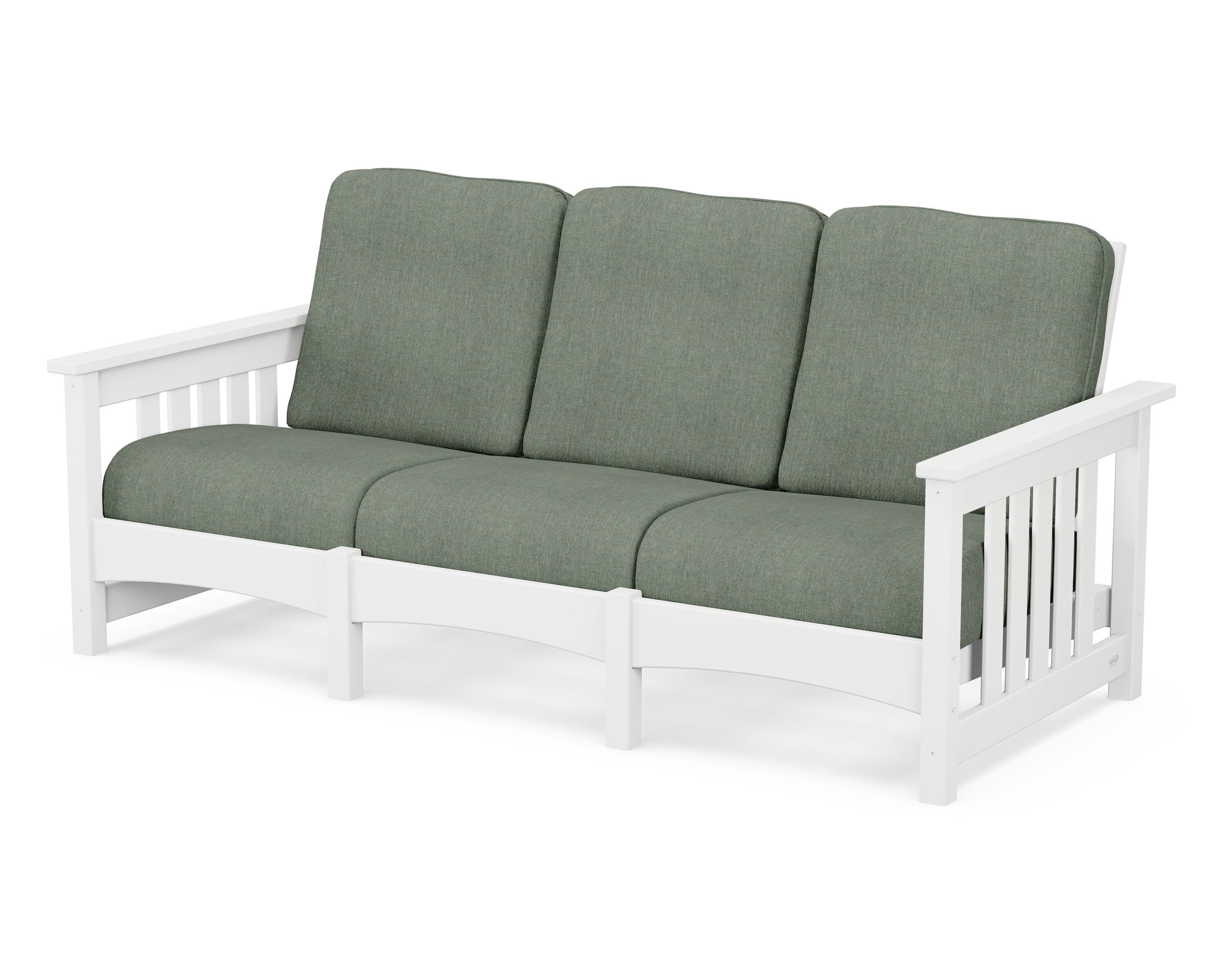 POLYWOOD® Club Mission Sofa in White / Cast Sage