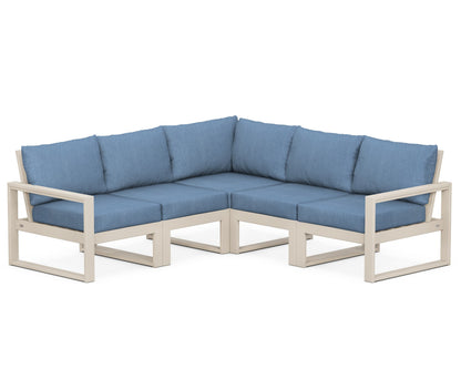 POLYWOOD® EDGE 5-Piece Modular Deep Seating Set in Sand / Sky Blue