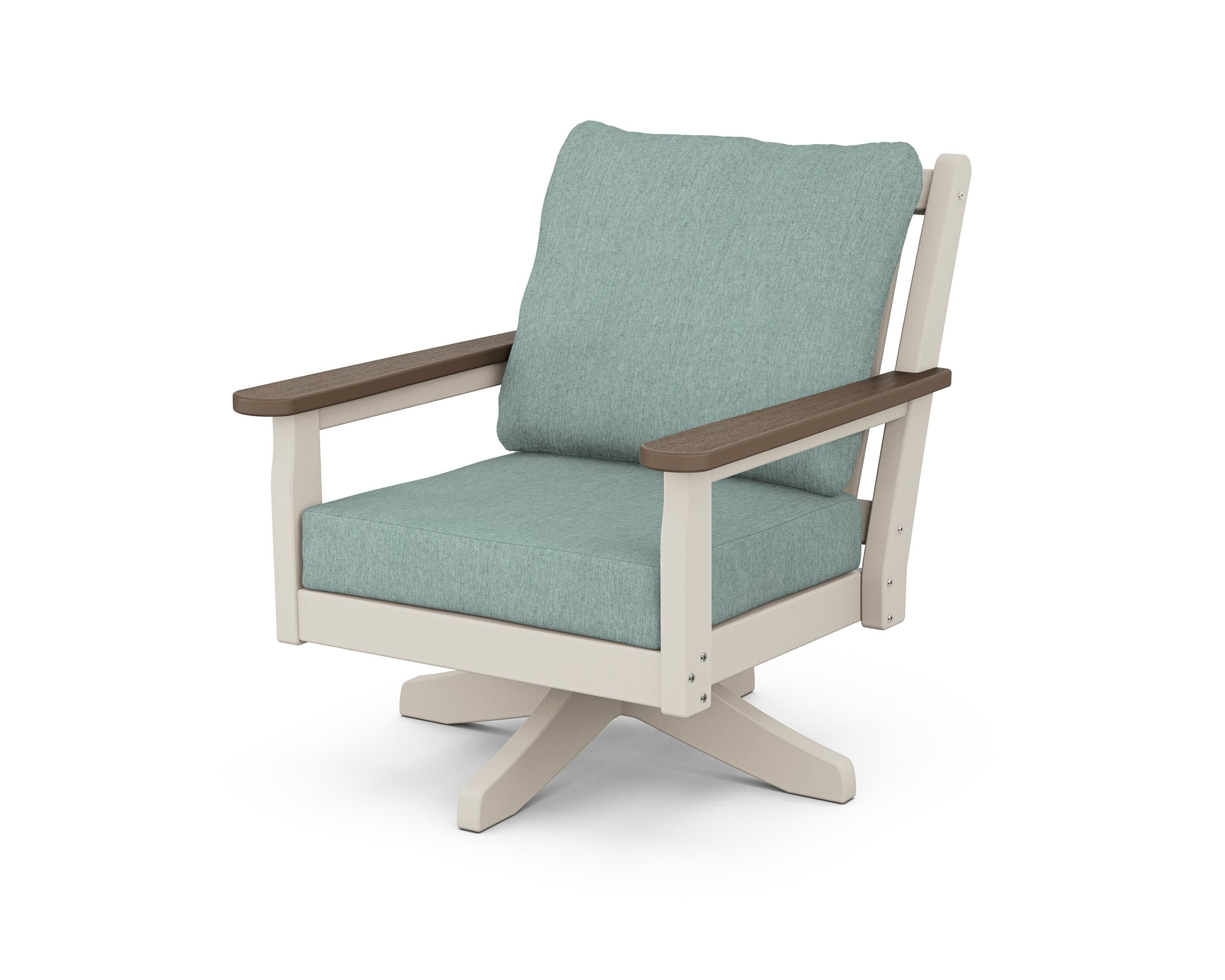 POLYWOOD® Chippendale Deep Seating Swivel Chair in Sand / Kona / Glacier Spa