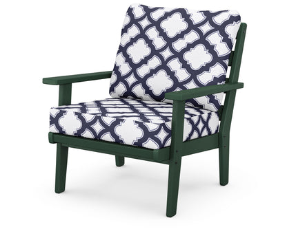 POLYWOOD® Grant Park Deep Seating Chair in Green / Trellis Navy