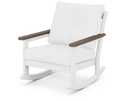 POLYWOOD® Vineyard Deep Seating Rocking Chair in White / Kona / Natural