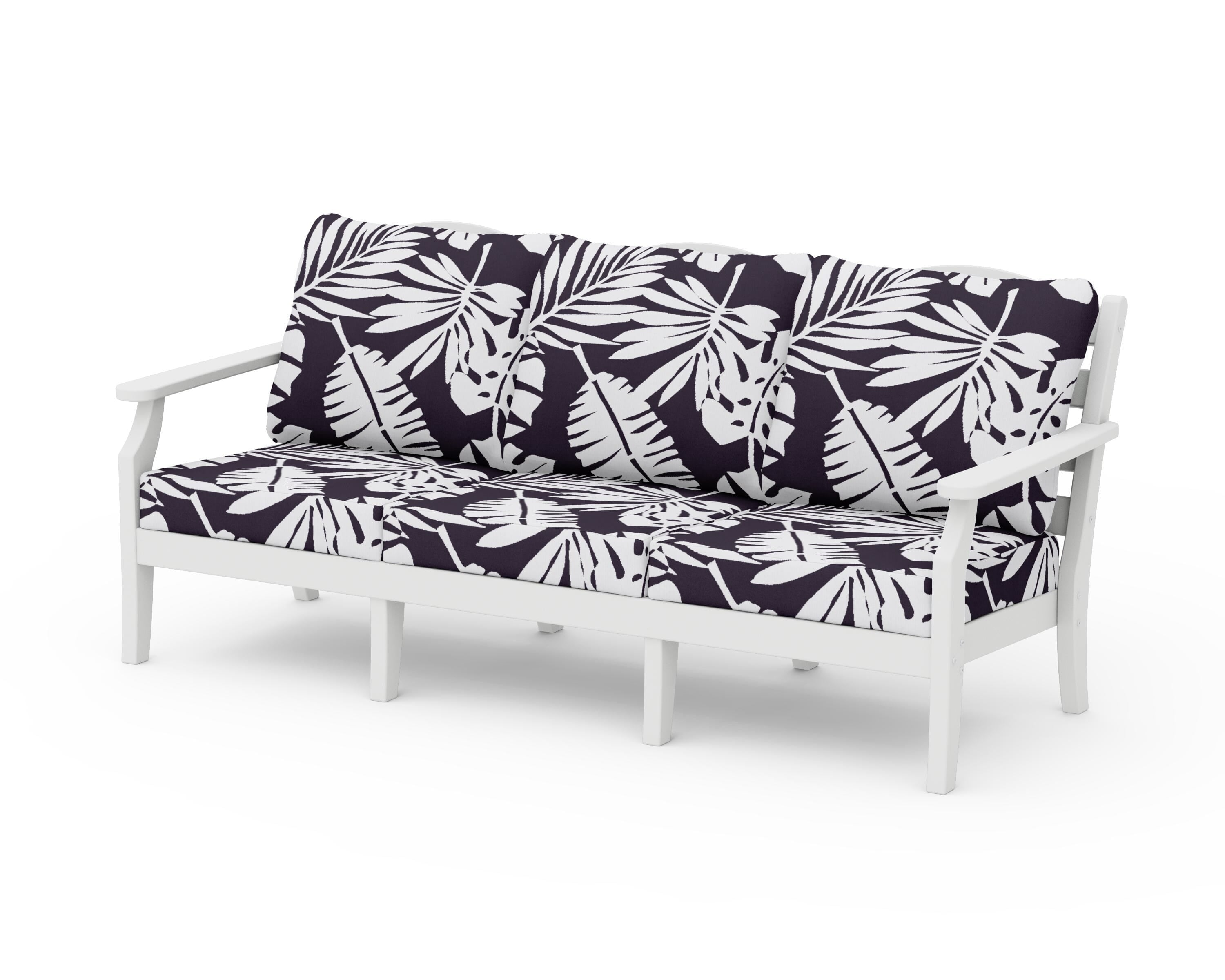 Draper James™ by  POLYWOOD® Savannah Deep Seating Sofa in White / Leaf Navy