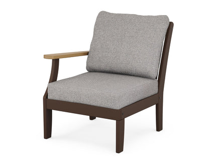 POLYWOOD® Braxton Modular Left Arm Chair in Mahogany / Natural / Grey Mist