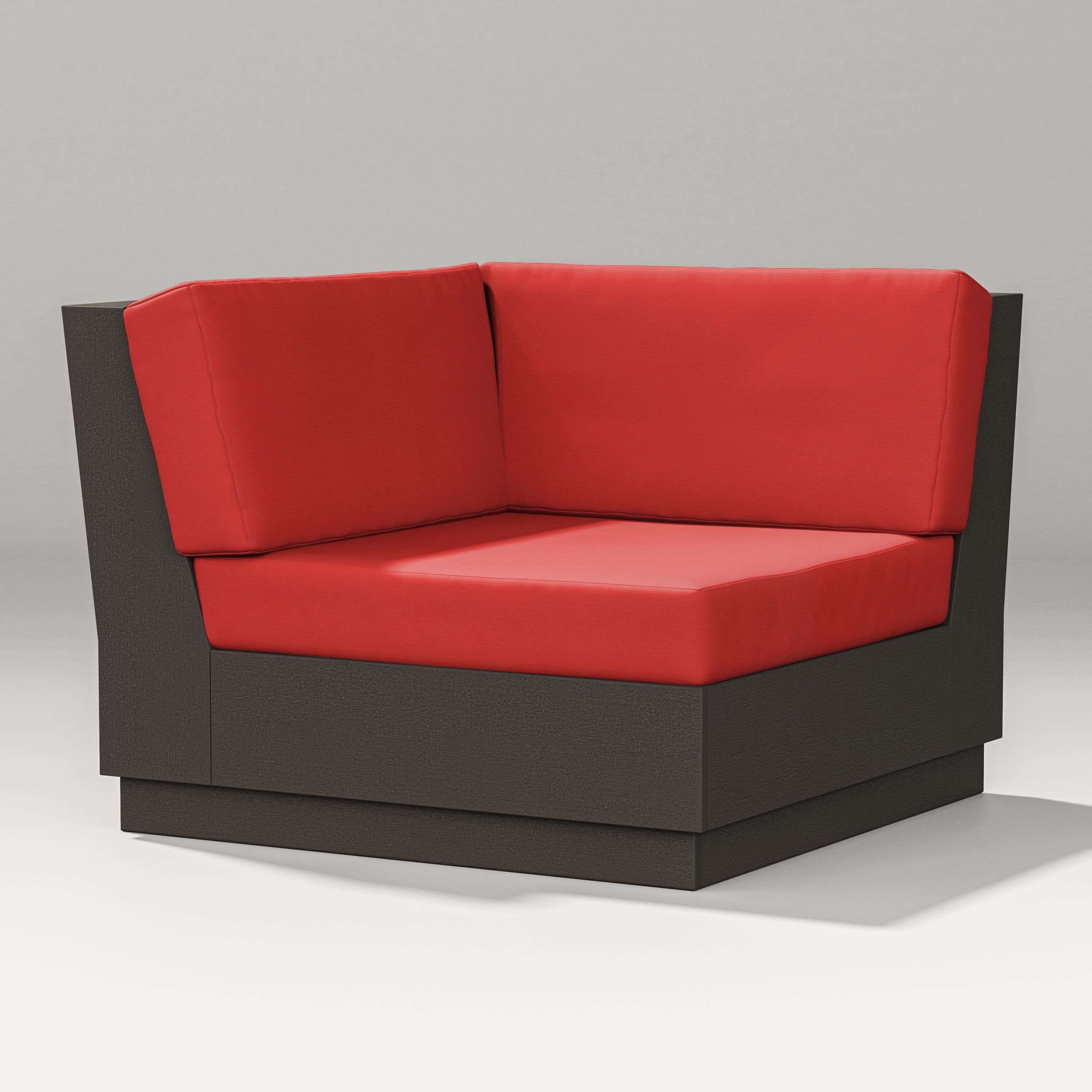 PW Designer Series Elevate Modular Corner Chair in Vintage Coffee / Crimson Linen