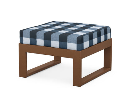 Unbranded Modular Ottoman - Modern in Teak / Buffalo Plaid Marine Indigo