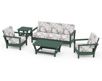 POLYWOOD® Harbour 5-Piece Deep Seating Set in Green / Leaf Grey Mist