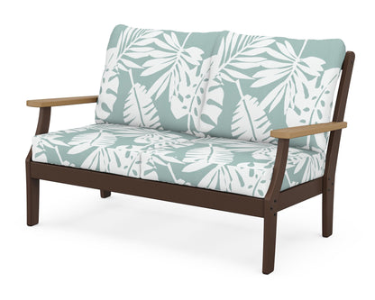 POLYWOOD® Braxton Deep Seating Loveseat in Mahogany / Natural / Leaf Glacier Spa