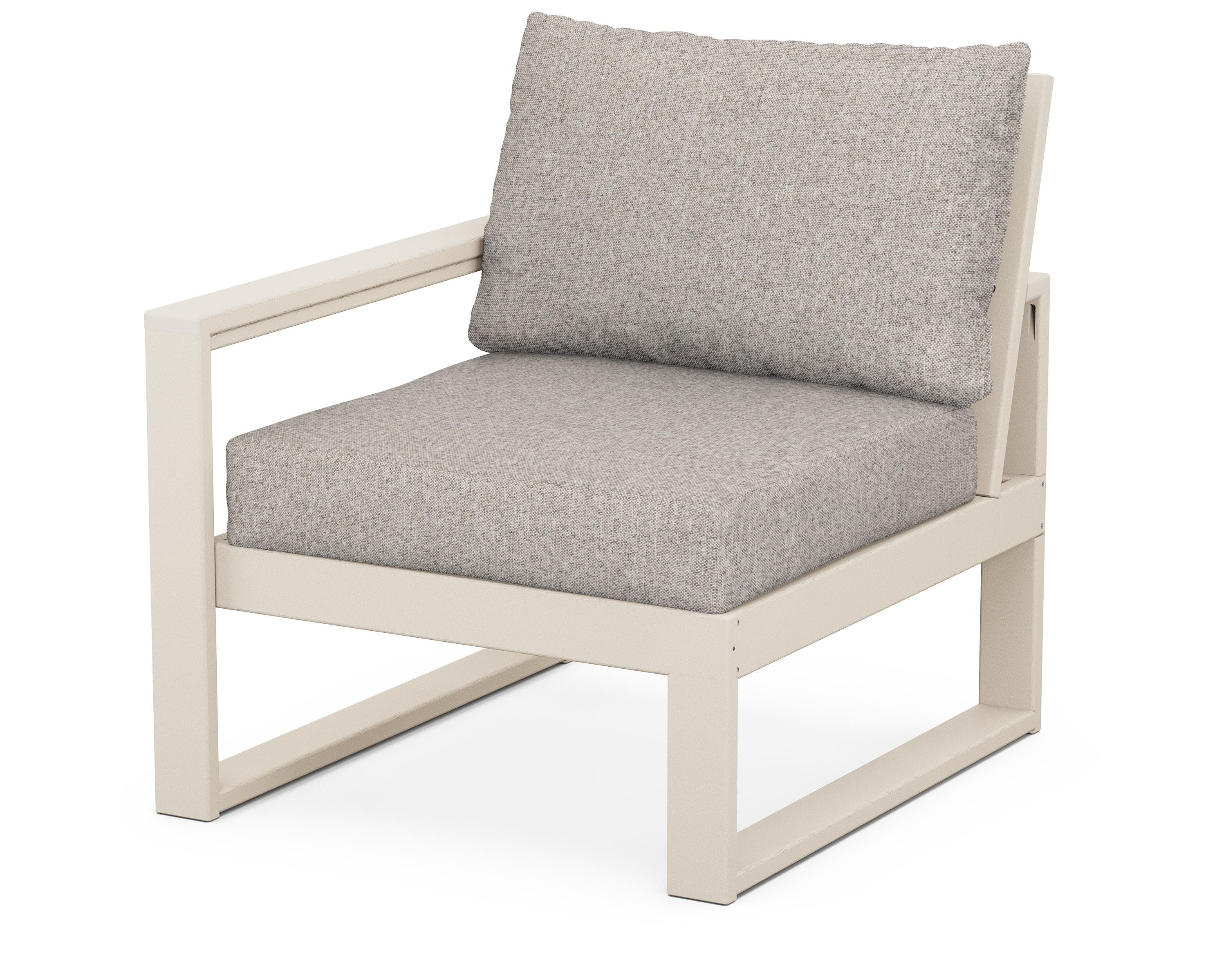 POLYWOOD® EDGE Modular Left Arm Chair in Sand / Weathered Tweed