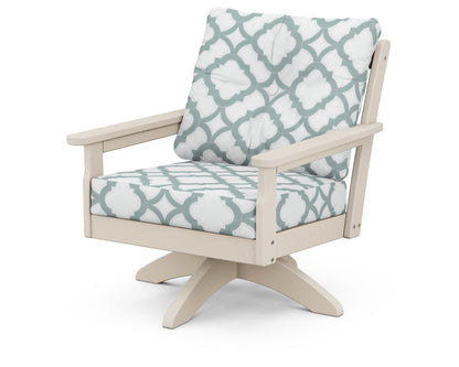 POLYWOOD® Vineyard Deep Seating Swivel Chair in Sand / Trellis Glacier Spa