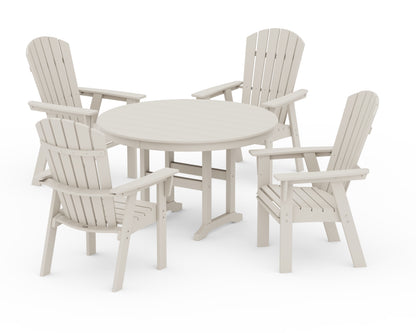 POLYWOOD® Nautical Adirondack 5-Piece Round Farmhouse Dining Set in Sand