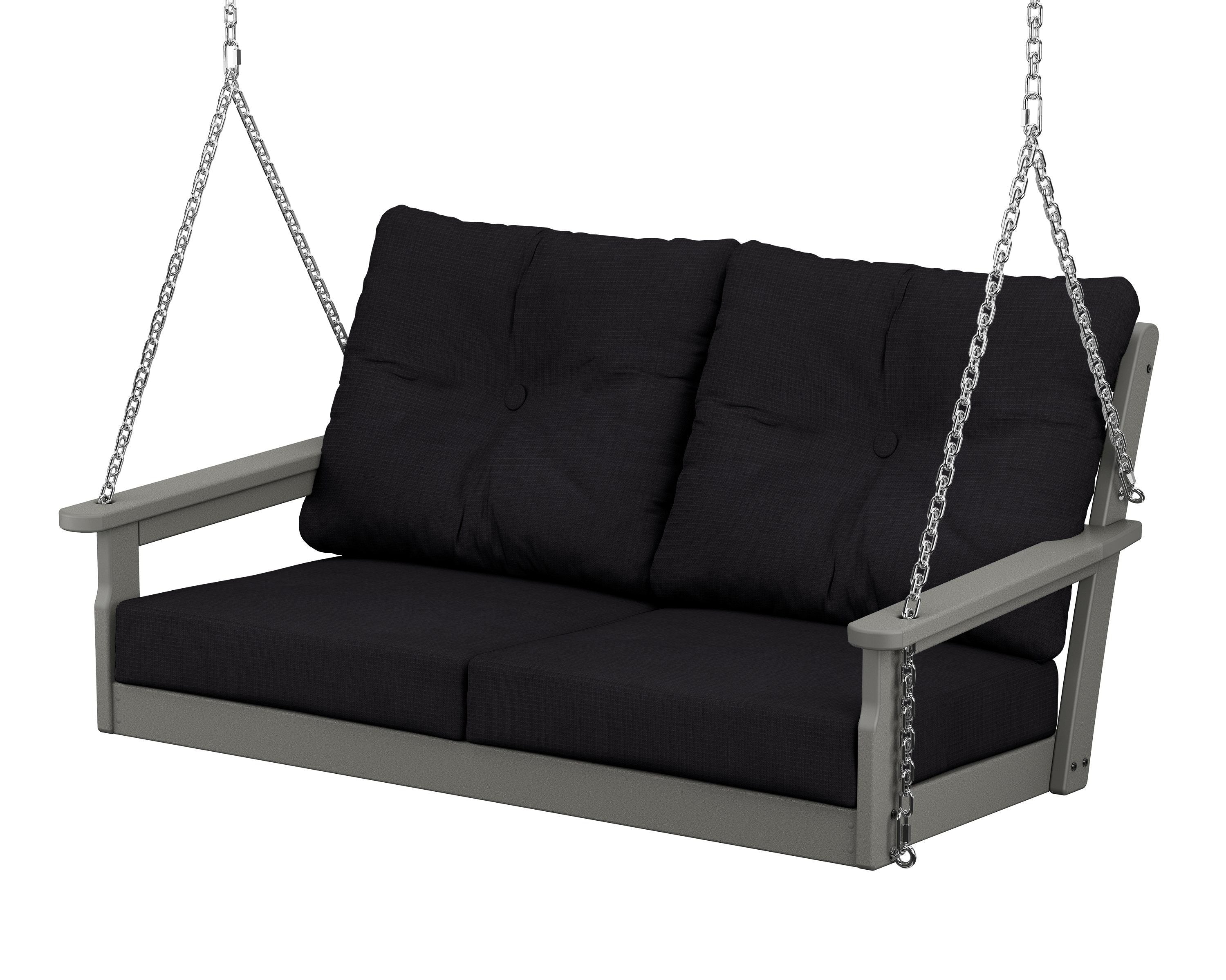 POLYWOOD® Vineyard Deep Seating Swing in Slate Grey / Midnight Linen