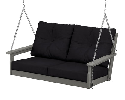 POLYWOOD® Vineyard Deep Seating Swing in Slate Grey / Midnight Linen