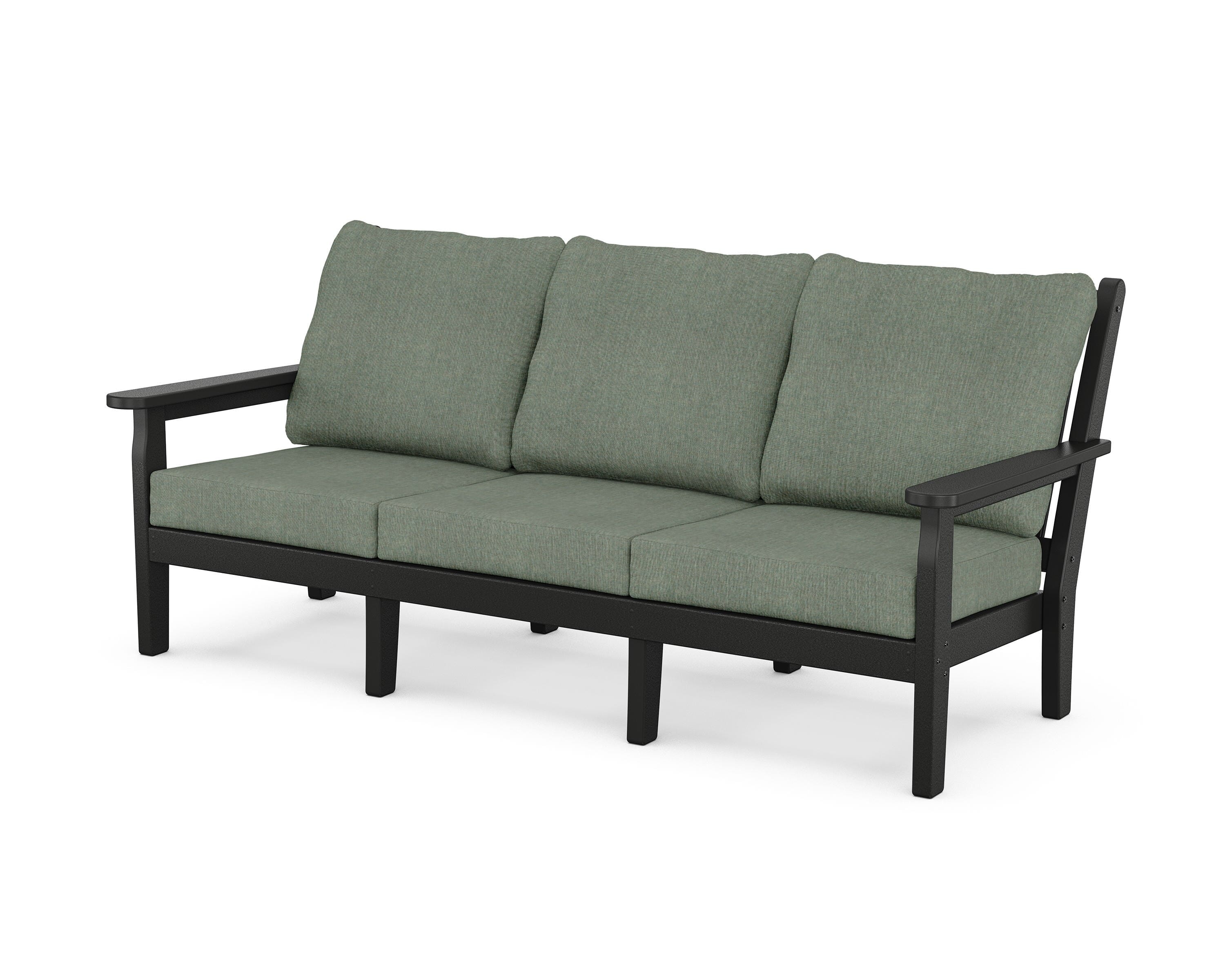 POLYWOOD® Chippendale Deep Seating Sofa in Black / Cast Sage