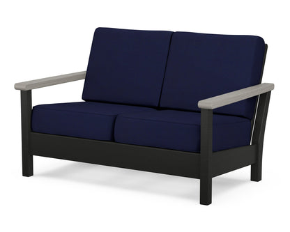 POLYWOOD® Harbour Deep Seating Loveseat in Black / Driftwood / Navy