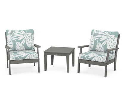 POLYWOOD® Braxton 3-Piece Deep Seating Set in Slate Grey / Leaf Glacier Spa