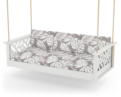 POLYWOOD® Chippendale Daybed Swing in White / Leaf Grey Mist