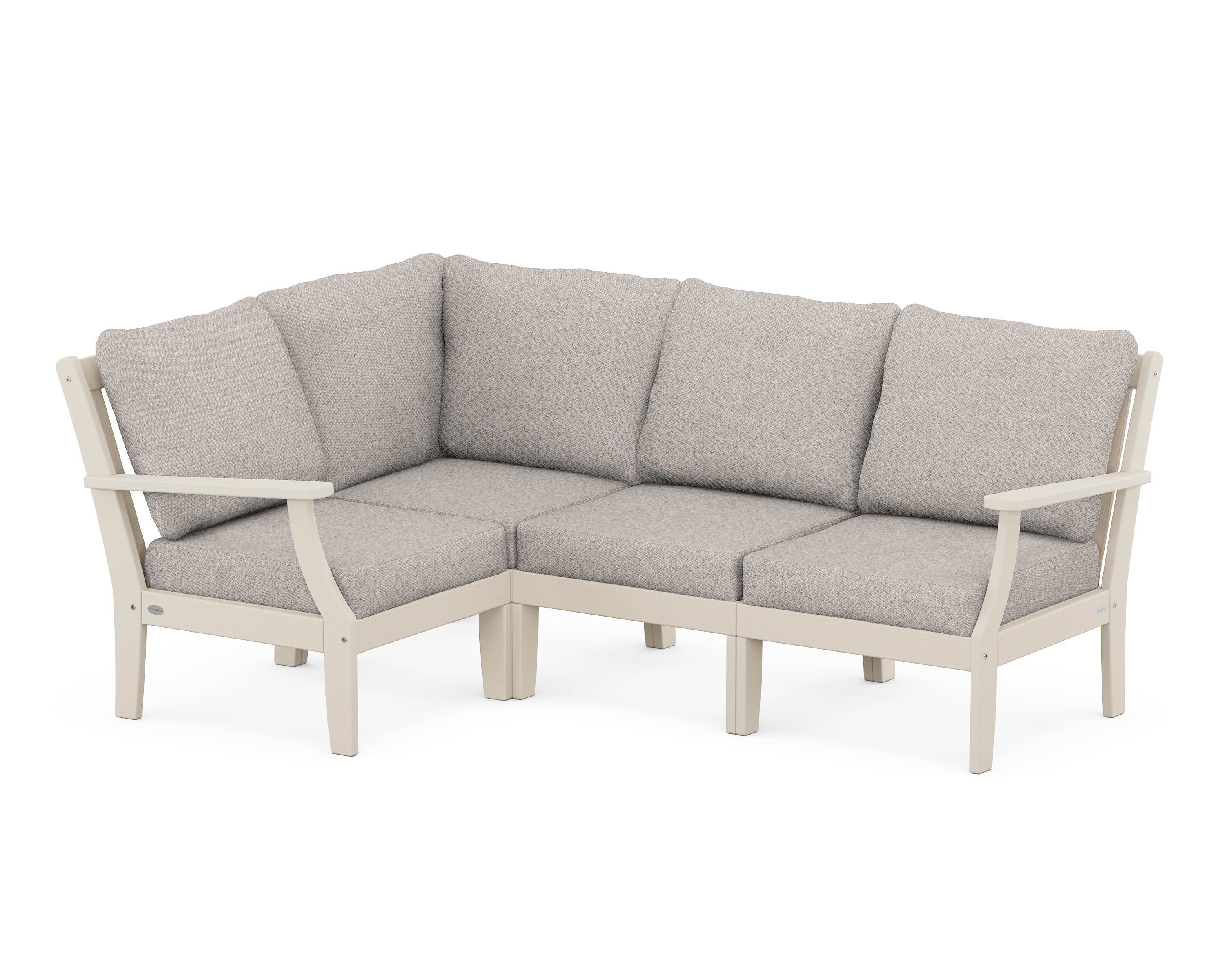 POLYWOOD® Braxton Modular 4-Piece Deep Seating Set in Sand / Weathered Tweed