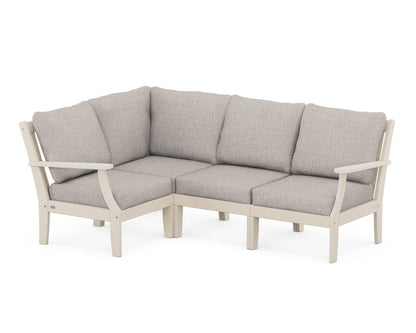 POLYWOOD® Braxton Modular 4-Piece Deep Seating Set in Sand / Weathered Tweed