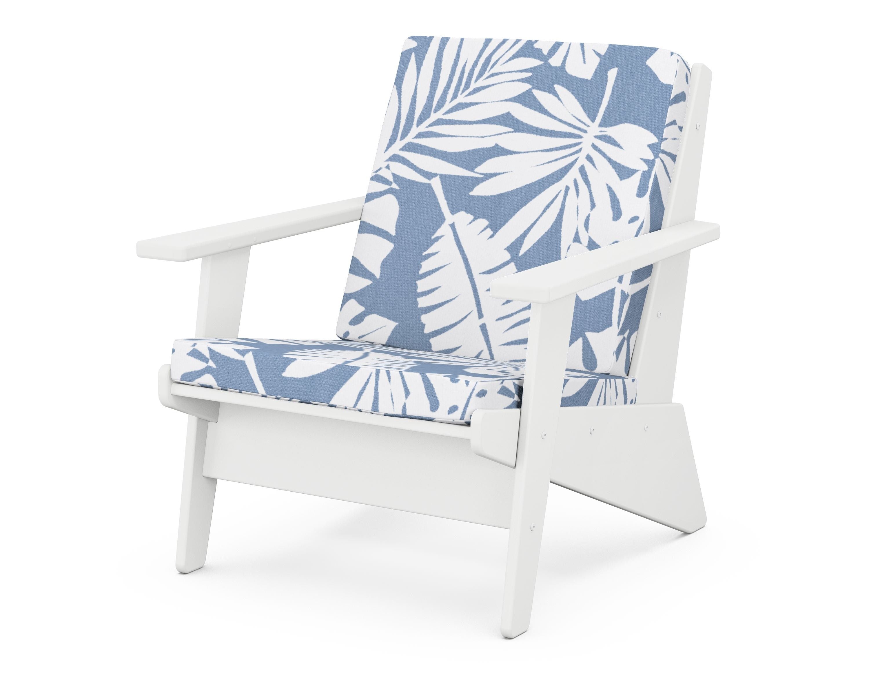 POLYWOOD® Riviera Modern Lounge Chair in White / Leaf Sky Blue
