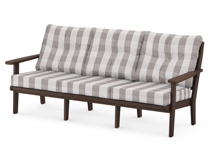 POLYWOOD® Lakeside Deep Seating Sofa in Mahogany / Buffalo Plaid Grey Mist
