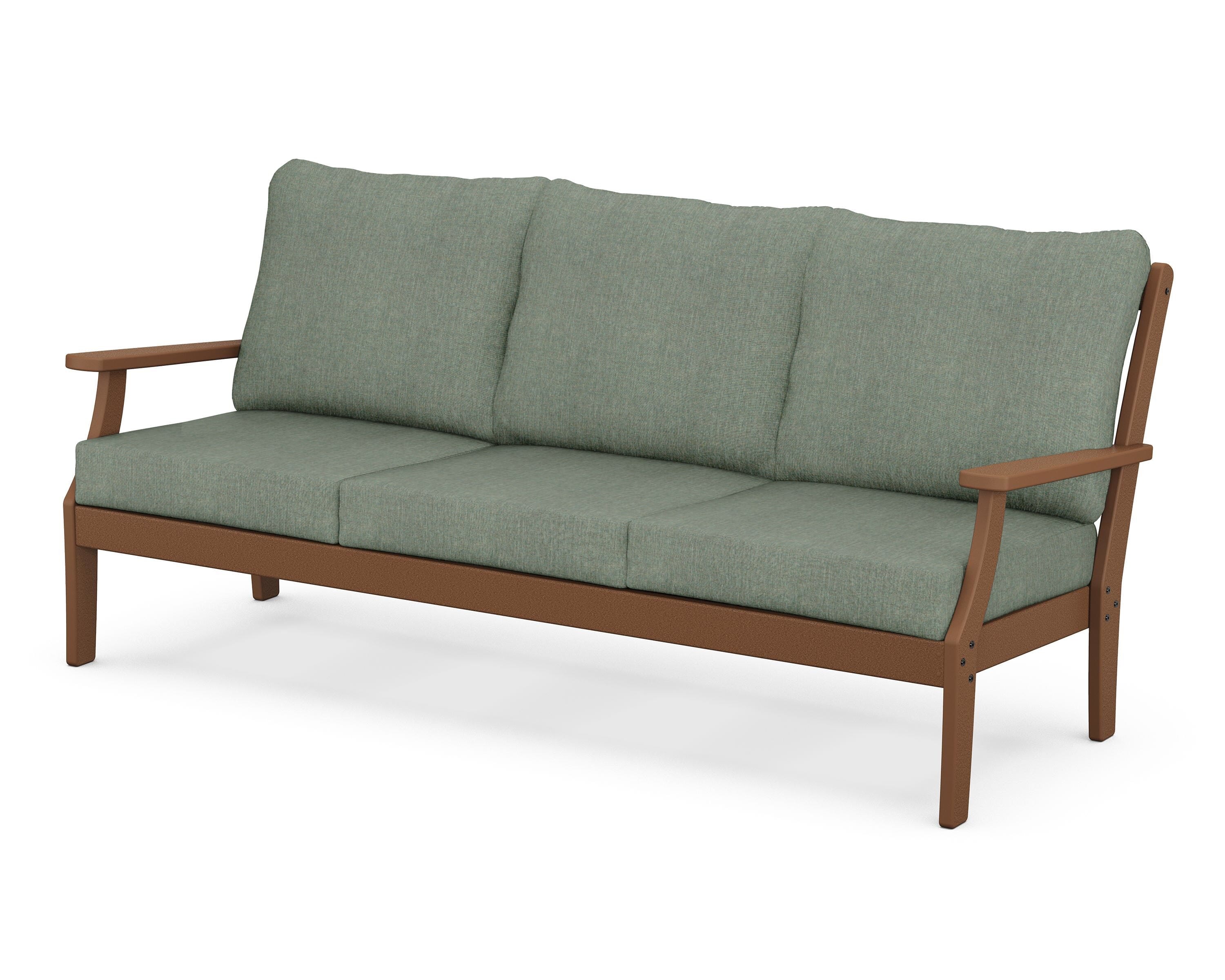 POLYWOOD® Braxton Deep Seating Sofa in Teak / Cast Sage