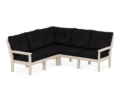 POLYWOOD® Vineyard 5-Piece Sectional in Sand / Midnight Linen