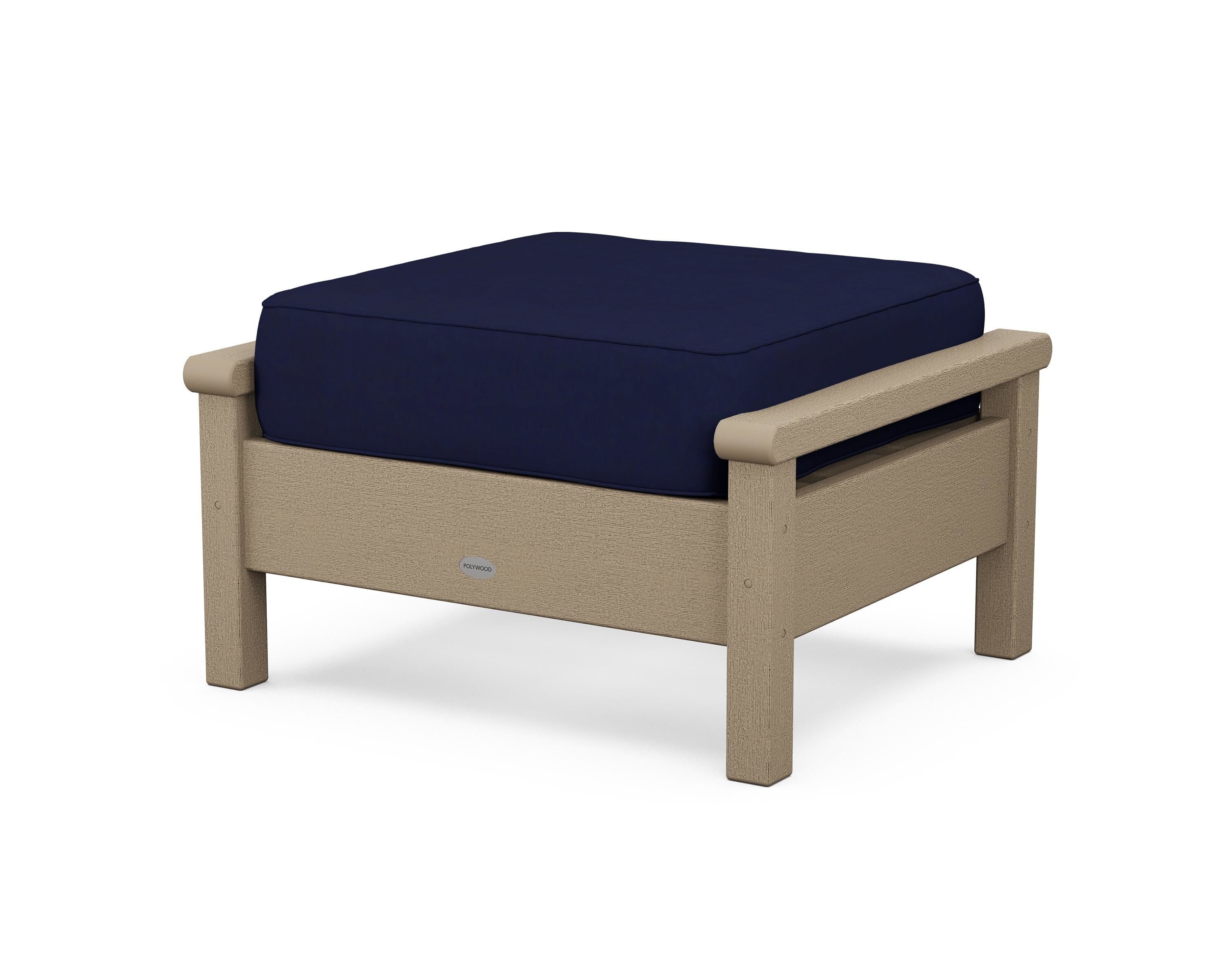 POLYWOOD® Harbour Deep Seating Ottoman in Vintage Sahara / Navy