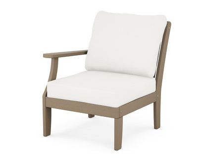 POLYWOOD® Braxton Modular Left Arm Chair in Vintage Sahara / Natural Linen