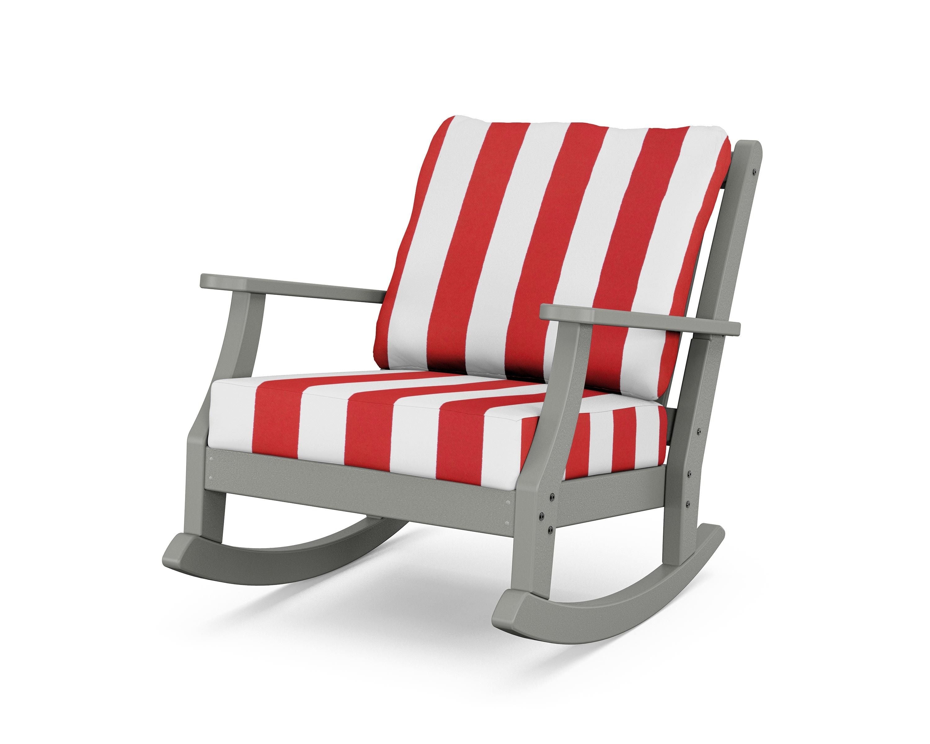 Country Living Wovendale Deep Seating Rocking Chair in Slate Grey / Cabana Stripe Crimson