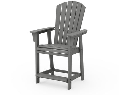 POLYWOOD® Nautical Curveback Adirondack Counter Chair in Slate Grey