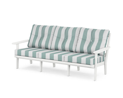 POLYWOOD® Prairie Deep Seating Sofa in White / Cabana Stripe Glacier Spa
