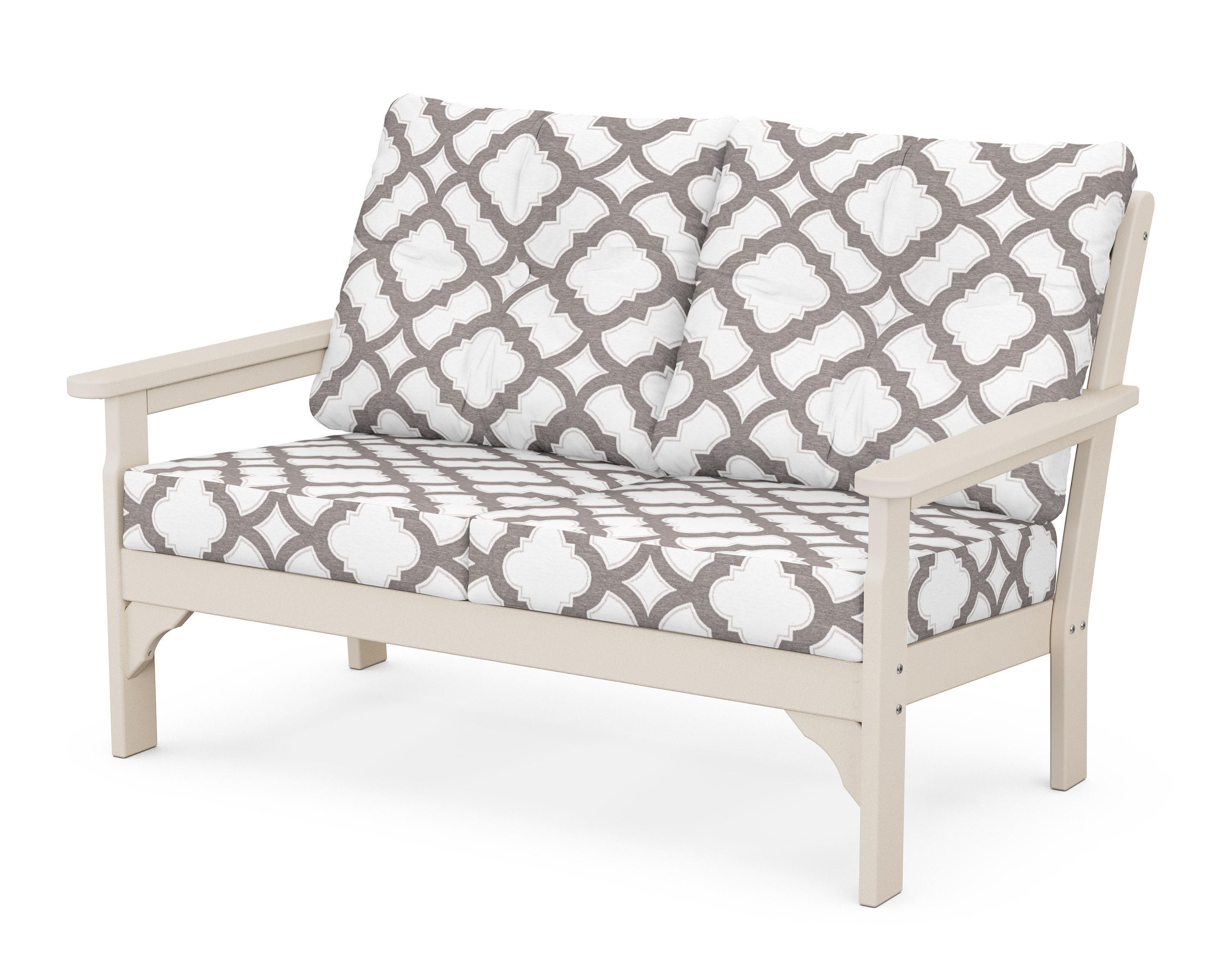 POLYWOOD® Vineyard Deep Seating Loveseat in Sand / Trellis Grey Mist