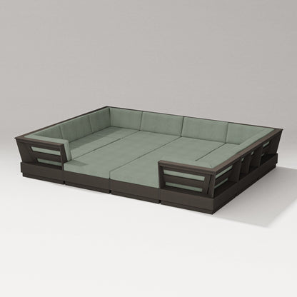 PW Designer Series Elevate 12-Piece Pit Sectional in Vintage Coffee / Cast Sage
