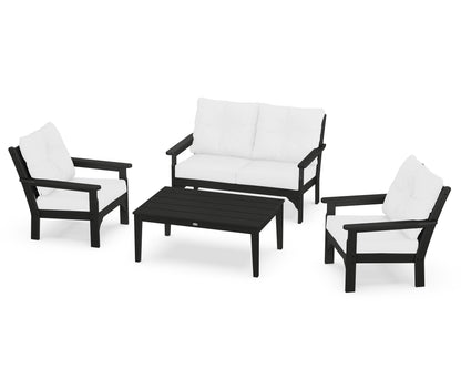 POLYWOOD® Vineyard 4-Piece Deep Seating Set in Black / Natural
